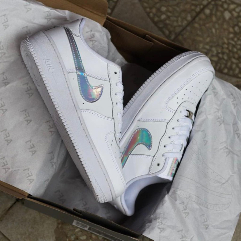 PRIA &amp; WANITA SEPATU SNEAKERS A!R FORC3 1 PUTIH HOLOGRAM IMPORT PREMIUM QUALITY SEPATU PUTIH MASA KINI TERLARIS KASUAL