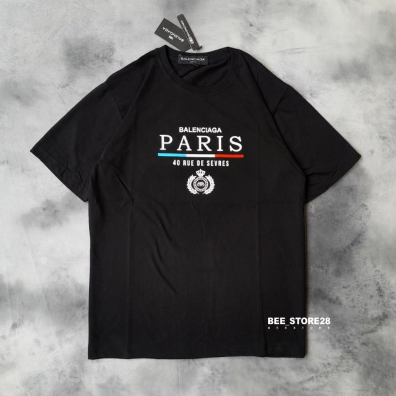 KAOS T-SHIRT BAL3NCIAGA X PARIS HITAM PREMIUM