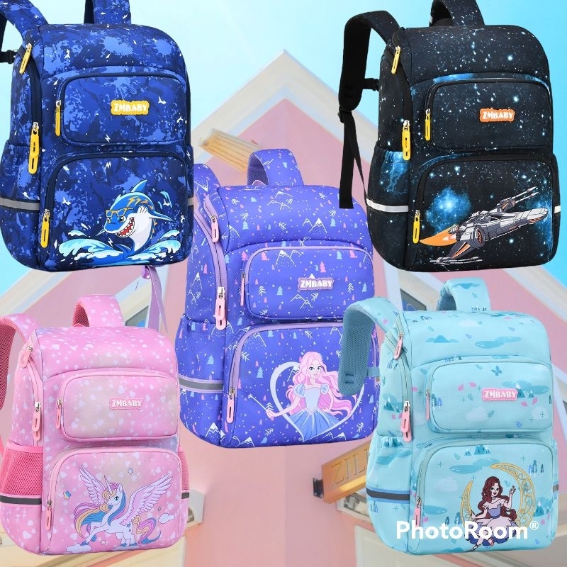 Tas Ransel Sekolah Anak Perempuan Laki Laki Cowok Cewek Putra Putri TK SD Brand ZM Baby Motif Kartun