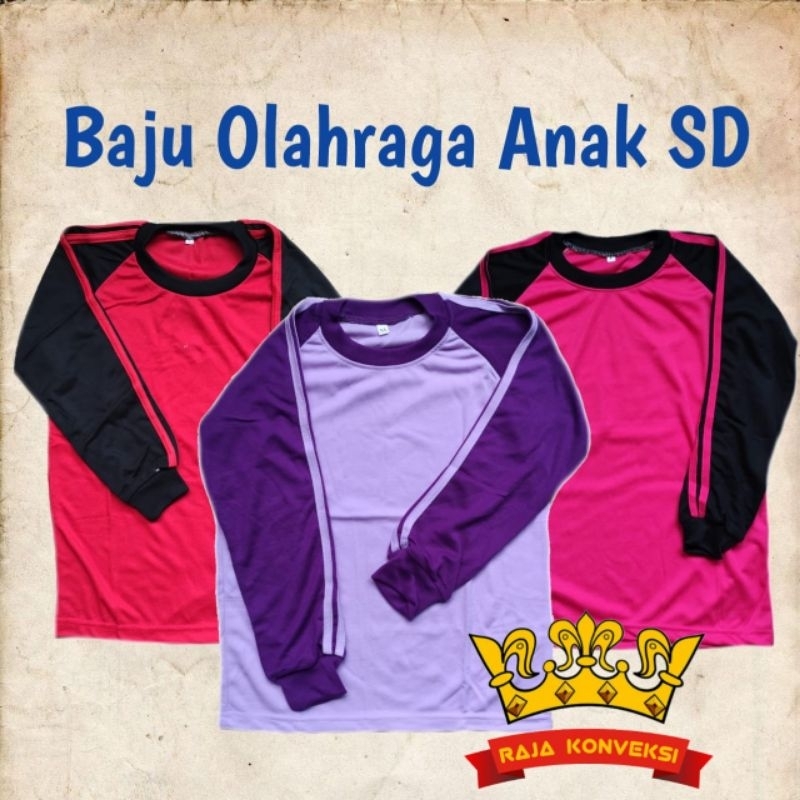 Baju Olahraga Anak SD Lengan Panjang/Atasan Olahraga