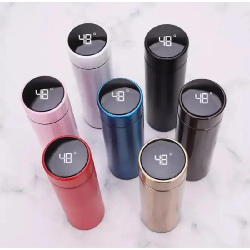 termos aur panas dingin mini stainless steel led pengukur suhu