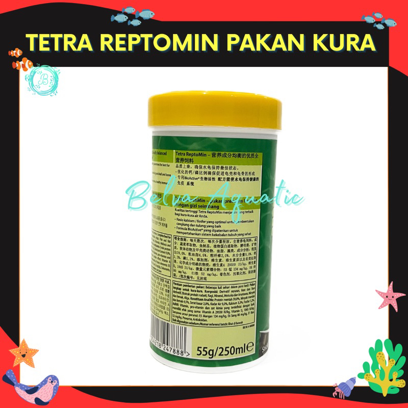 Tetra ReptoMin Stick 55g 250ml Pakan Makanan Kura-Kura Air Turtle Pelet Stik Repto Min 55 Gram