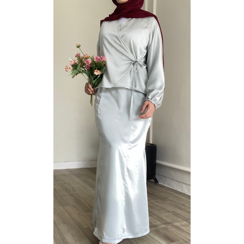 ELOISE ONE SET | Dress Lebaran kondangan simple ootd bridesmaid | one set rok satin muslim | setelan