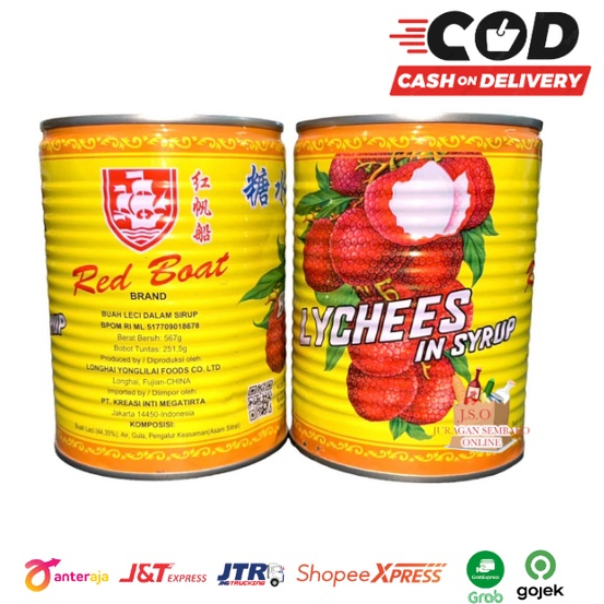 

(JSO) Lychees in syrup RED BOAT / leci kaleng / lychee kaleng