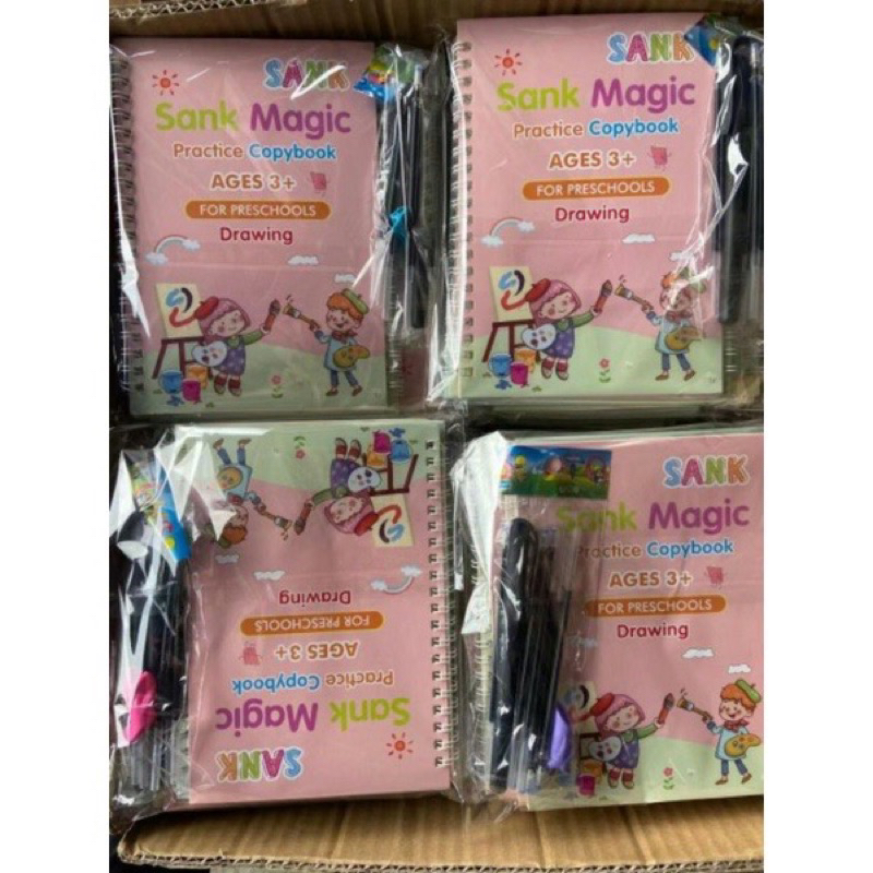 BEST DEALS MAGIC BOOK SANK / Writing Copy book / 1set 4 Buku + Pen , Sank Magic