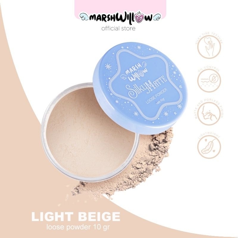 MARSHWILLOW Silky Matte Loose Powder | Bedak Tabur Kontrol Minyak BPOM