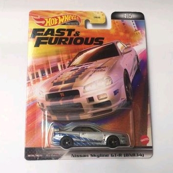 Promo Hot Wheels Premium Fast Furious Nissan Skyline GTR R34 Fast and Furious Silver