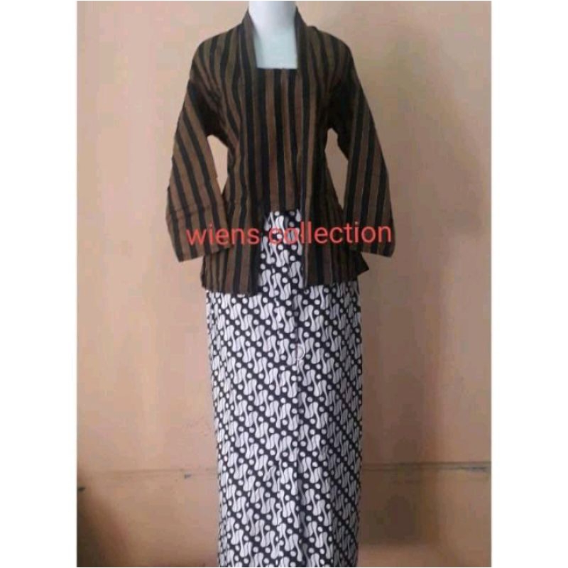 Setelan Baju Kebaya lurik Jumbo XXL+Jarik Rok Instan