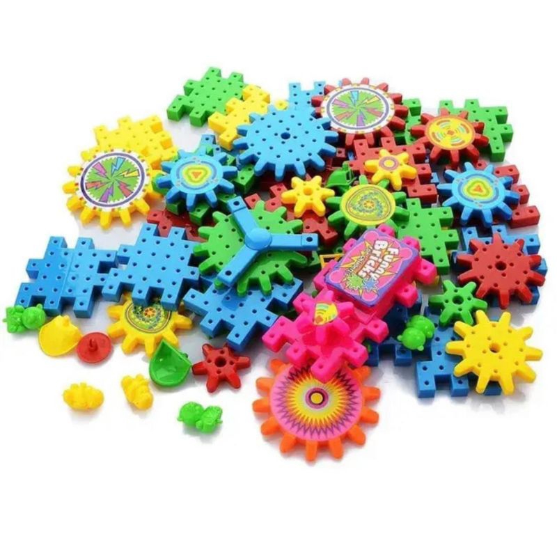 Building Blocks Gears Puzzle Bricks DIY Mainan Susun Blok Putar Elektrik