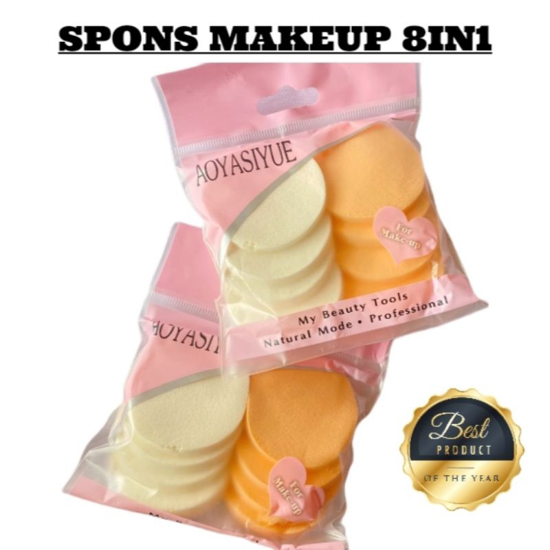 Spons Bedak Bulat 8in1 Sponge Makeup Lembut Import