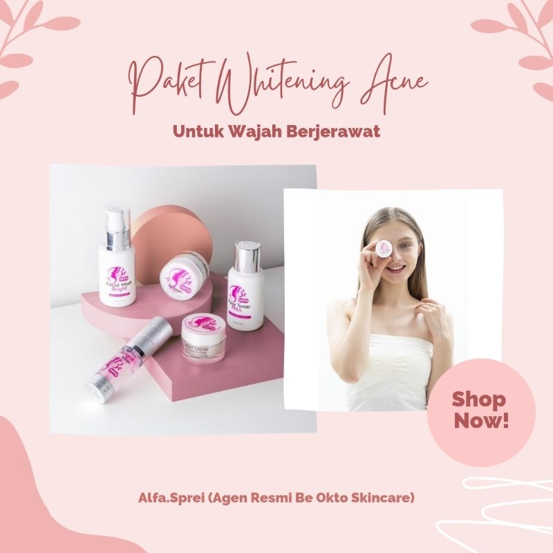 Be Okto Skincare Bundling Whitening dan Acne BPOM HALAL | Cream Flek &amp; Pemutih