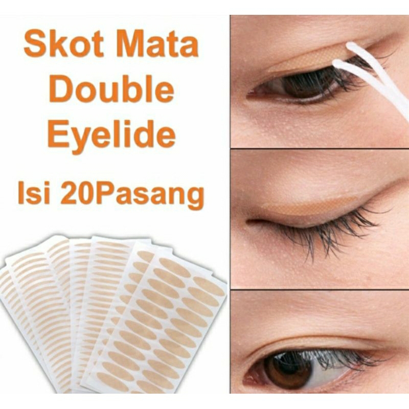 20 pasang Stiker Kelopak Mata Double Eyelide Natural Scott mata Waterproif