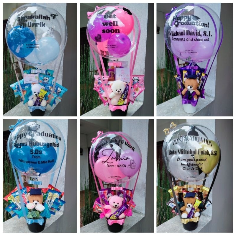 (READY)Buket balon jumbo isi snack/coklat/boneka
