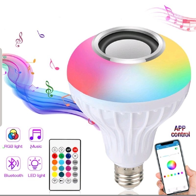 Speaker Bluetooth Wireless Lampu Musik Smart Led Light Bulb Bohlam Speaker 2 in 1