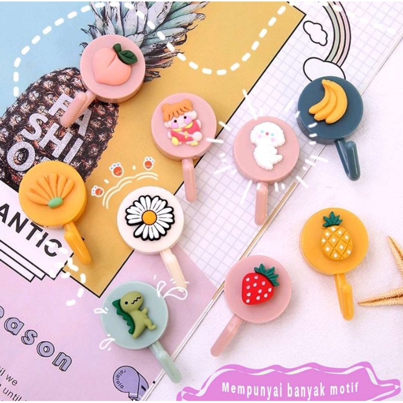 GANTUNGAN HOOK TEMPEL DINDING KARAKTER LUCU/ GANTUNGAN KUNCI BAJU SERBAGUNA