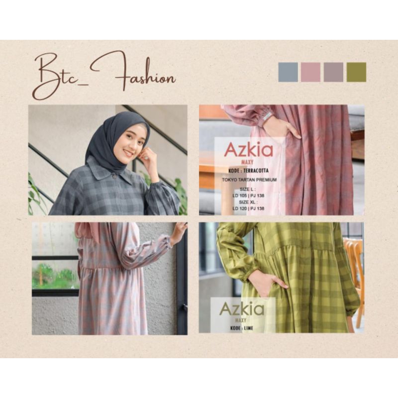 Vente Daily Azkia Maxy / Dress Wanita Jumbo Tokyo Tartan Premium / Gamis Muslim Wanita Motif Kotak F
