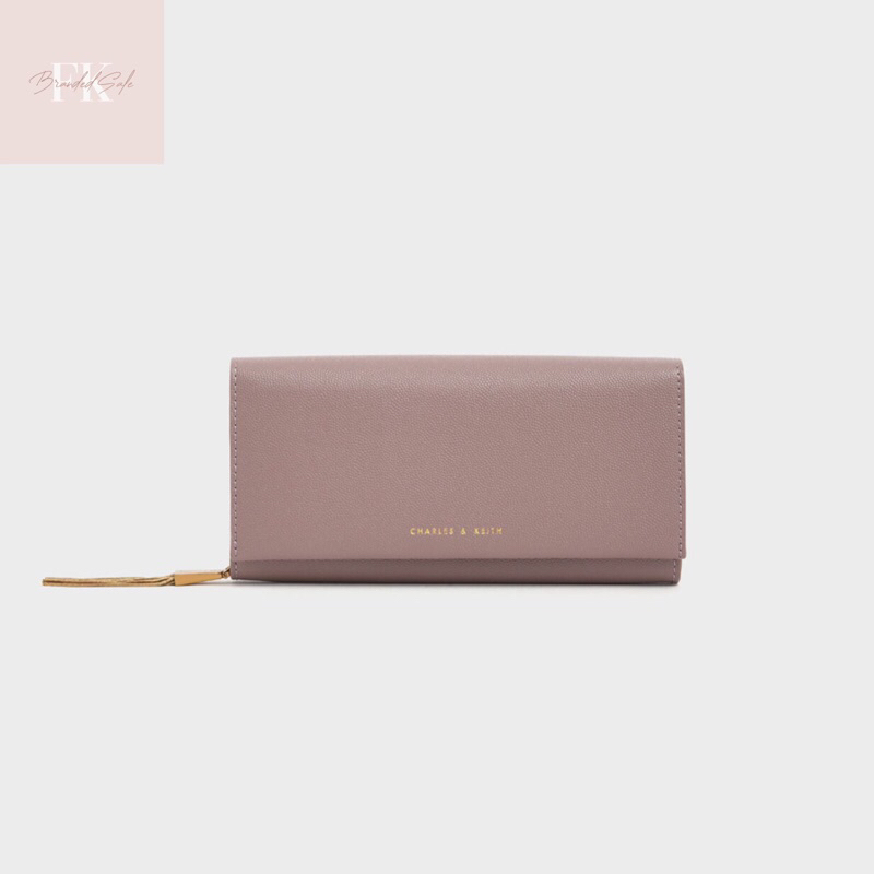 SALE Dompet CHARLES & KEITH Original Counter 100% C&K Metal Tassel Classic Long Wallet (Mauve) CK OR