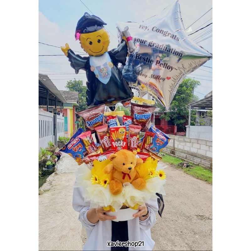 Snack Balon Graduation / Buket Balon Snack / FREE PACKING
