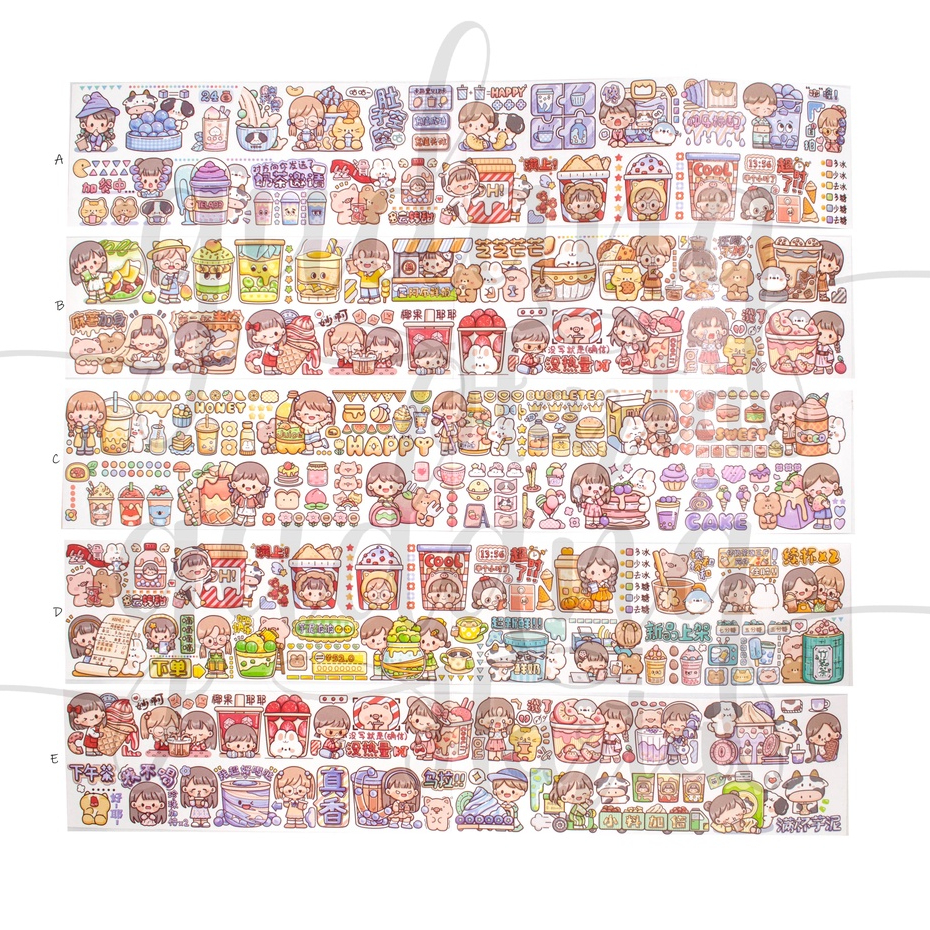 Stiker Washi Lembaran Dessert Girl Sticker Motif Makanan Cewek DIY Scrapbook GH 303730