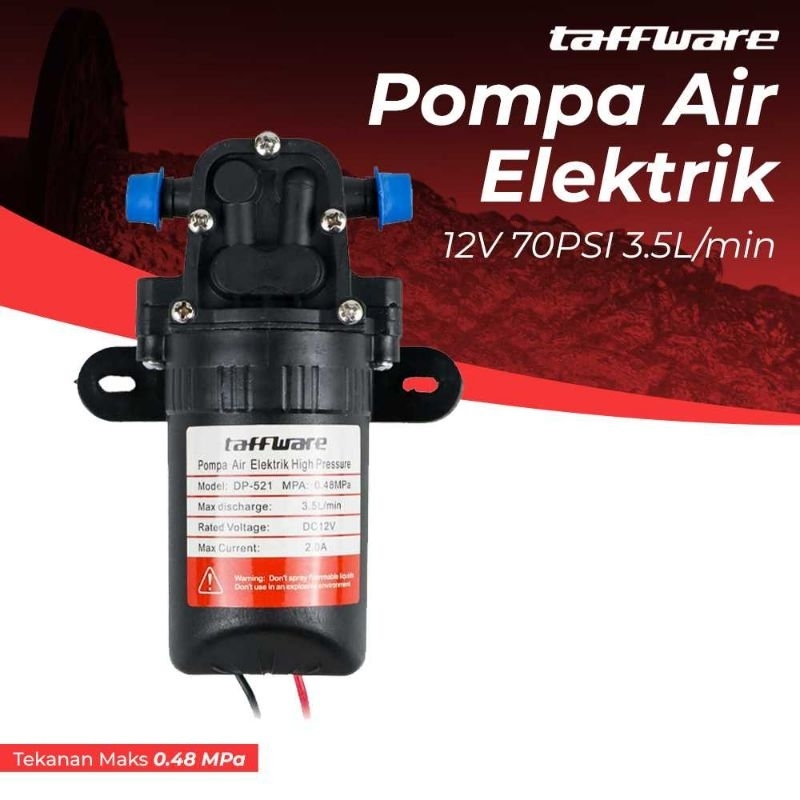 Taffware Pompa Air Elektrik High Pressure 12V 70PSI 3.5L/min