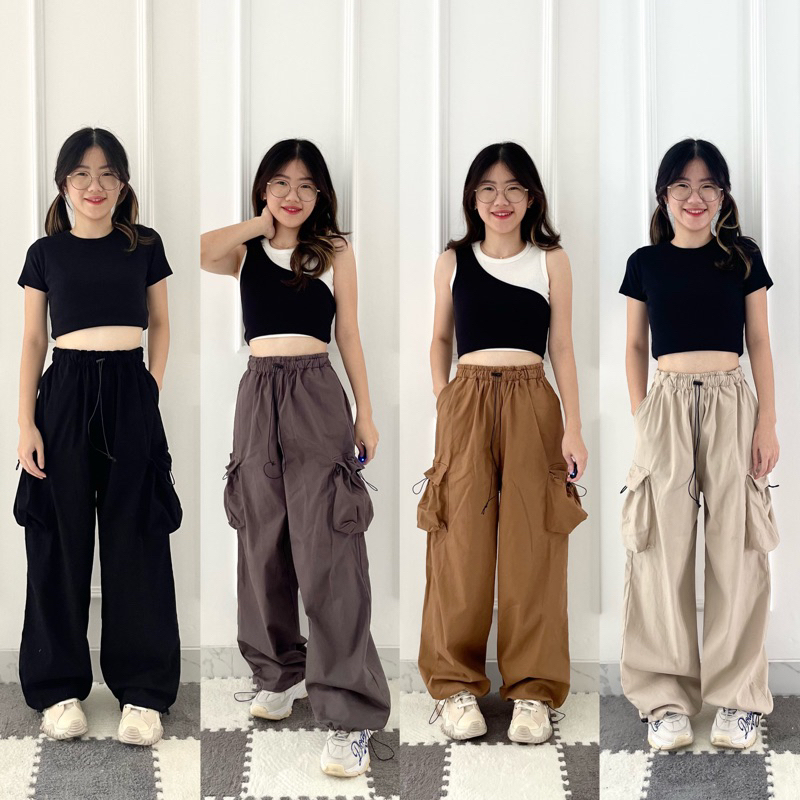 Lily Cargo Pants | Celana Cargo Streetwear Harajuku Y2K | Celana Cargo Kargo Casual | Cotton Twill Import | Xelcaa