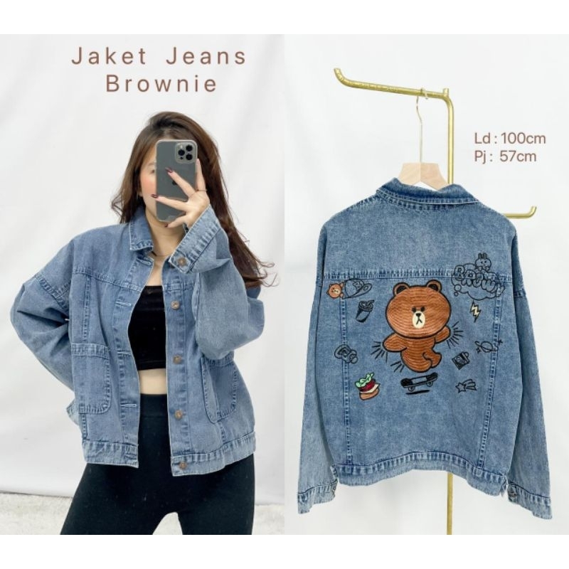 MDLV ~ Jaket Jeans Flower White Flower Rangkai Brownie