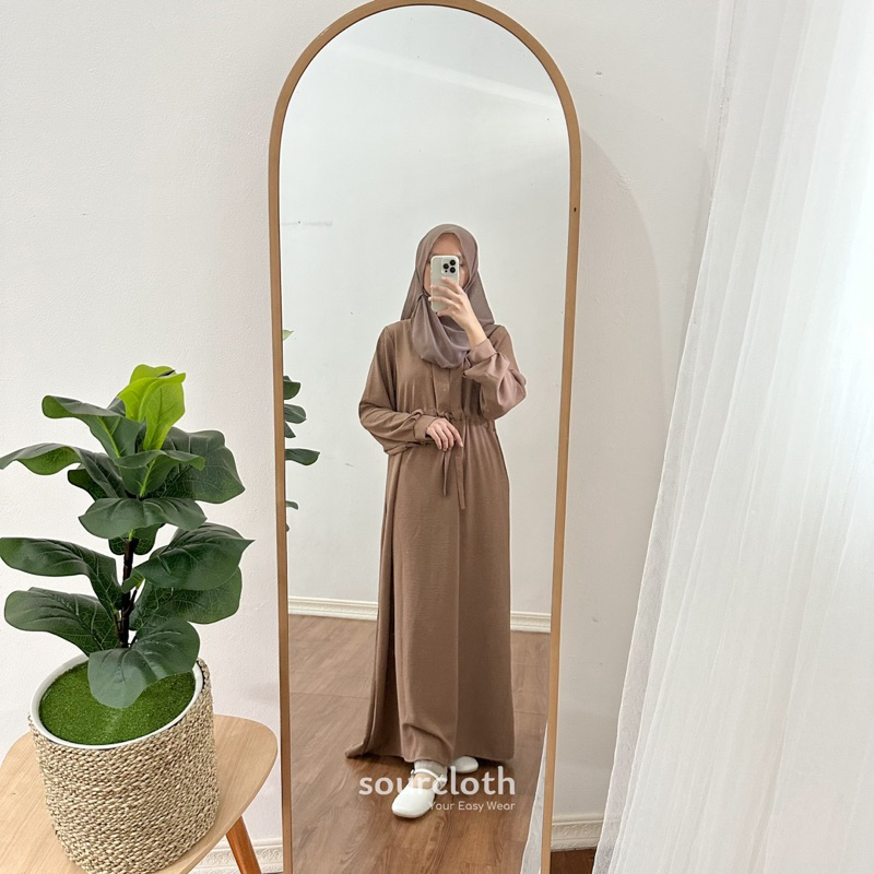 BASIC DRESS - Gamis Kaftan Abaya Syar'i Polos Busui Allsize Bahan Crinkle