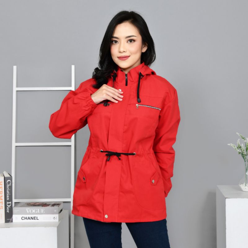 Jaket Wanita Parka Tahan Angin Cocok Untuk Berkendara