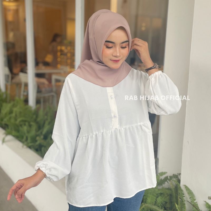 Haifa Blouse Atasan Kemeja Basic Polos Wanita Crinkle Airflow Premium