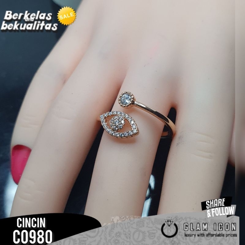 Cincin Wanita Motif daun silang zircon C0980 CCG