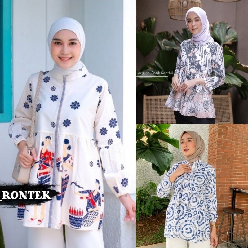 BAJU BATIK WANITA MODERN MONALISA GENES M,L,XL asli PEKALONGAN