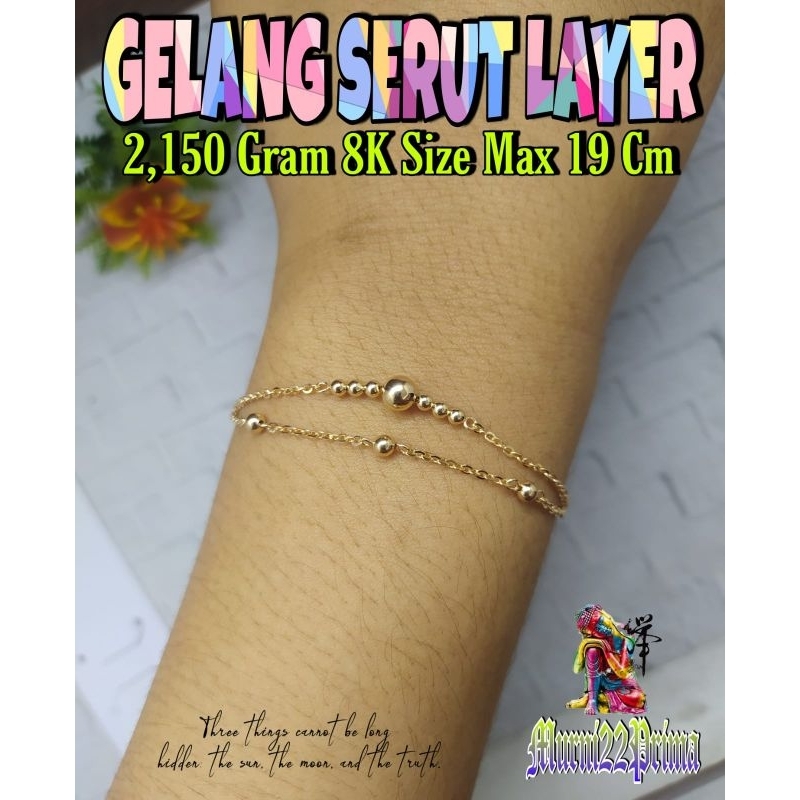 GELANG SERUT LAYER BOLA EMAS ASLI