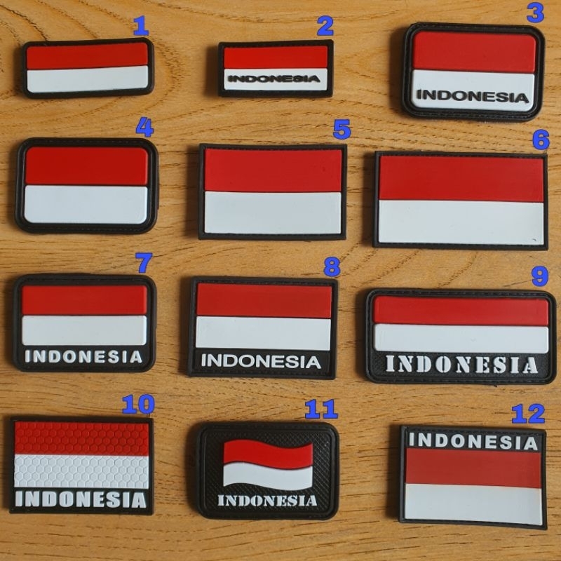 patch rubber logo bendera merah putih indonesia - tempelan emblem karet velcro