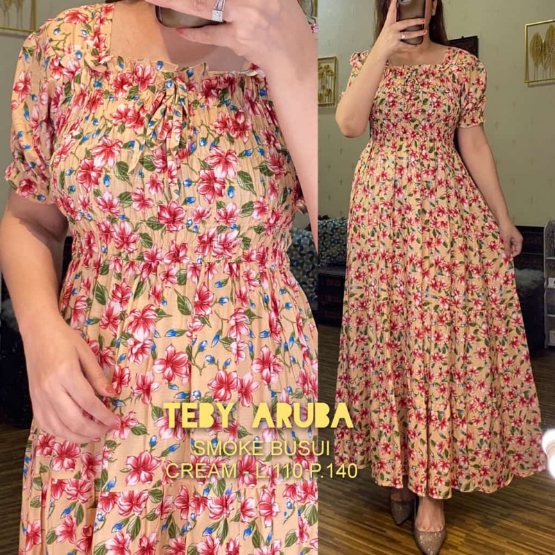 Daster Arab Teby ARUBA Dress Rayon Smoke Sabrina Flowy Super Klok