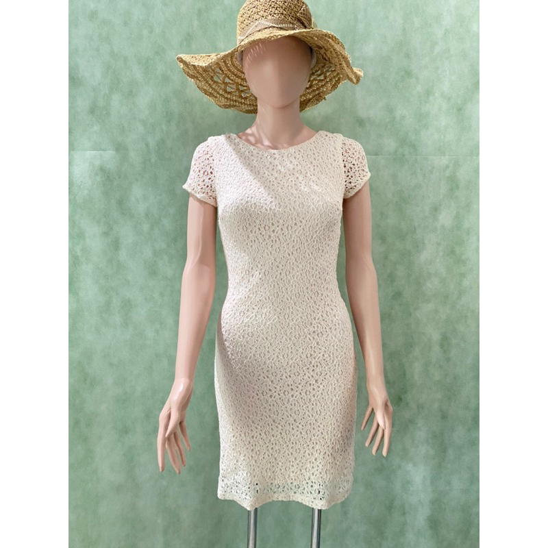 Preloved/Thrift Mini dress brukat baby pink by Trafaluc Zara Korean Style