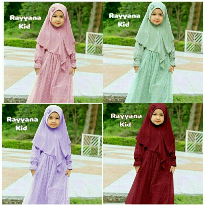 Maxi Maxy Dress Gamis Syari Anak Brukat Malaika Tile Dot Rayyana Kid Kids