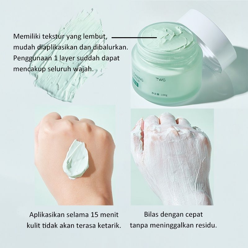 TWG Mugwort Mask Salicylic Acid Anti Pores &amp; Acne Clay Mask / TWG Mud Mask Mengangkat Komedo &amp; Sel Kulit Mati &amp; Mengecilkan Pori-Pori Menghaluskan Kulit / TWG Masker Wajah Pelembab &amp; Menghaluskan Kulit / TWG Masker Lumpur Hijau / Masker Pengangkat Komedo
