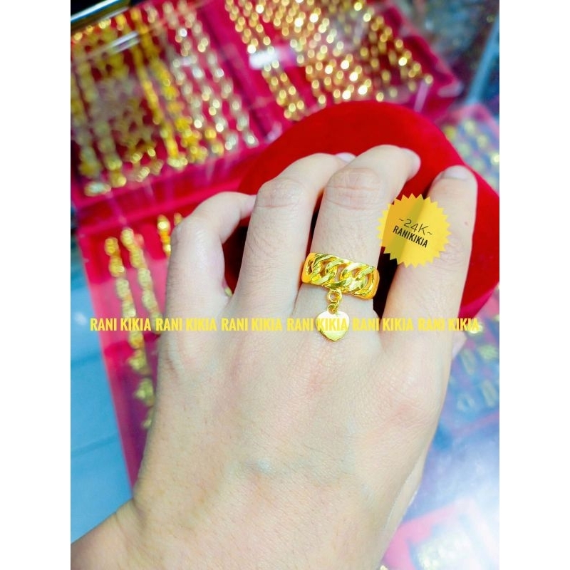 RK TERMURAH CINCIN RANTAI LOVE LAPIS KRISTAL 24K & LAPIS EMAS 24K ASLI RIAU