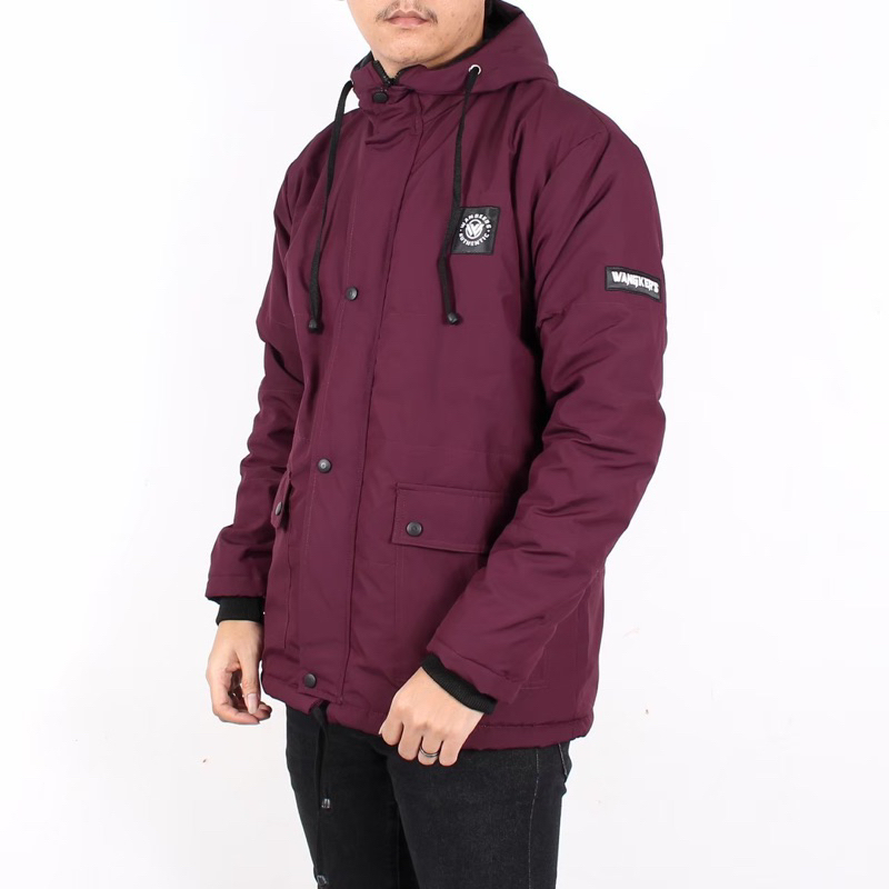 Jacket puffer kembung maroon