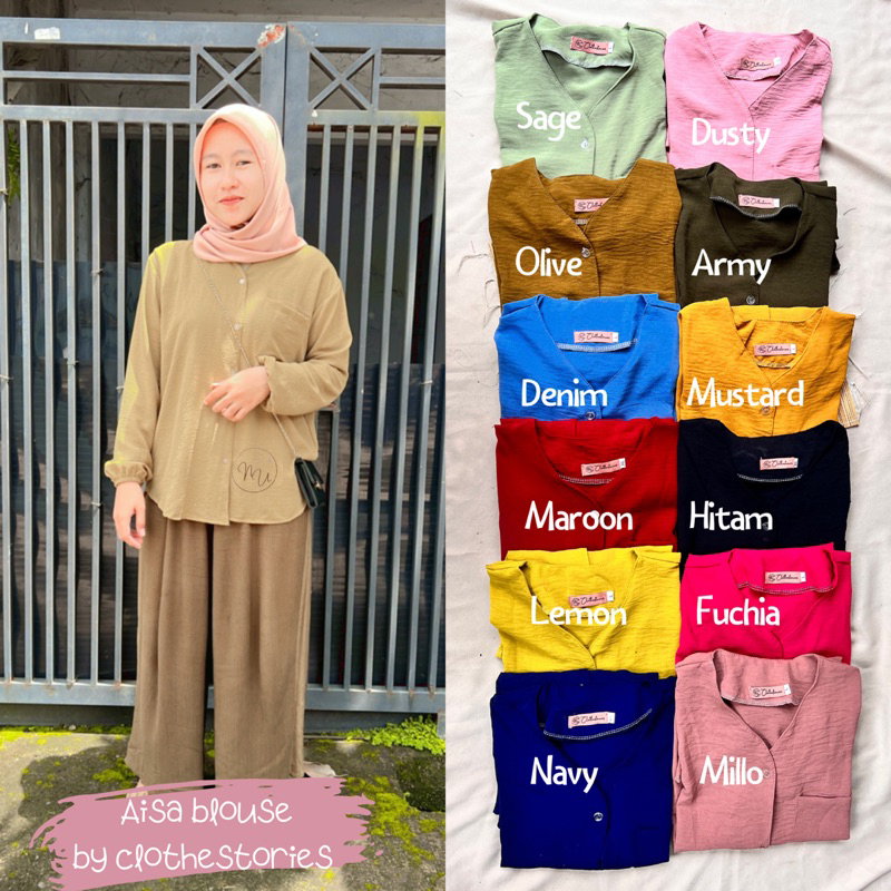 AISA BLOUSE CRINKLE/LOISE BLOUSE/BLUS WANITA BUSUI FRIENDLY/ATASAN WANITA BLOUSE TERBARU ALL SIZE  BLOUSE JUMBO BIG SIZE KEKINIAN TERBARU CRINKLE AIRFLOW LD 100-110 ( L &amp; XL )