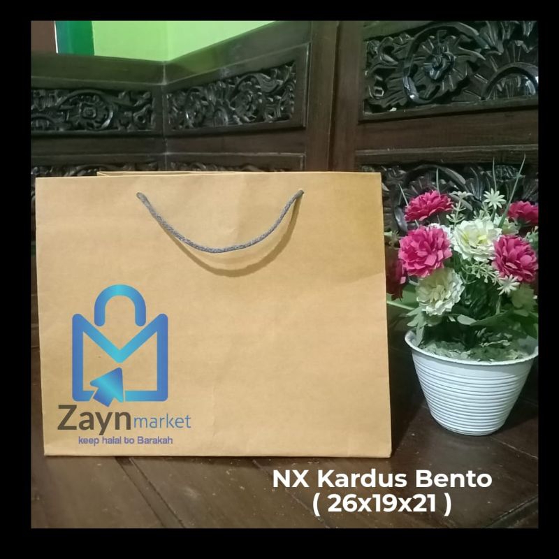 

paperbag polos coklat NX/bento,ukuran 26x19x21