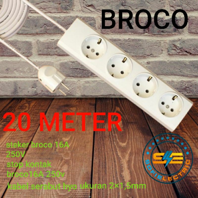 broco stop kontak kabel panjang sampai 20 meter