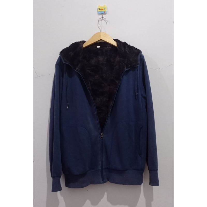 Uniqlo serpa bulu hoodie zipper original