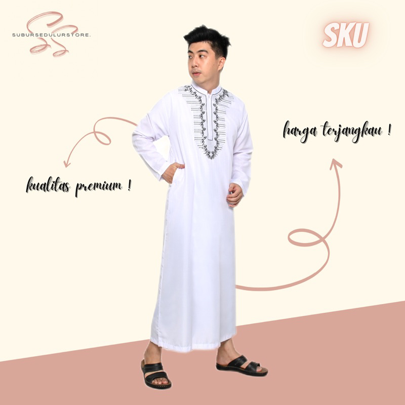 Jubah Putih Pria, Jubah Putih, Gamis Pria, Gamis Cowok, Gamis Bordir, Gamis Murah, Fashion Pria, Fas