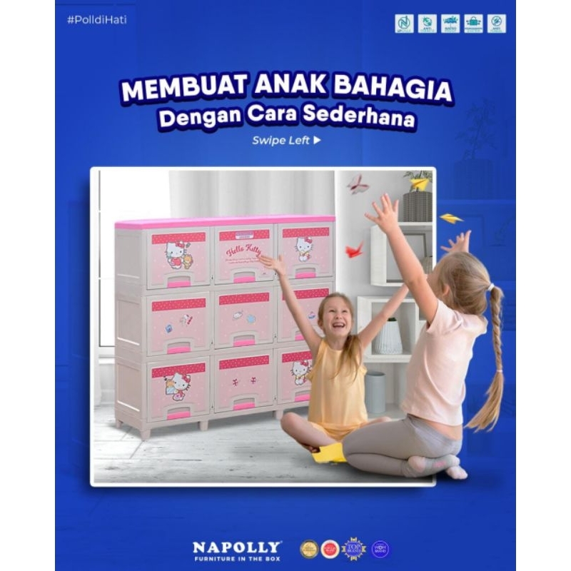 KUBIBIX LOCKER BOX NAPOLLY 3309 - LEMARI PLASTIK LEMARI SERBA GUNA PAKAIAN 3 SUSUN 9 PINTU