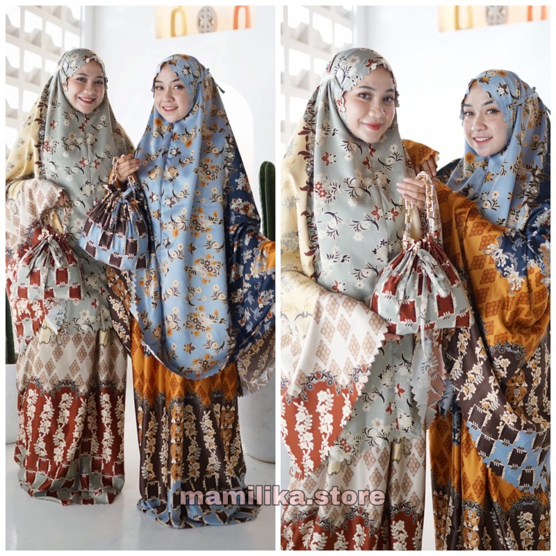 MUKENA MOTIF ARMANY SILK LASER CUT 2 in one