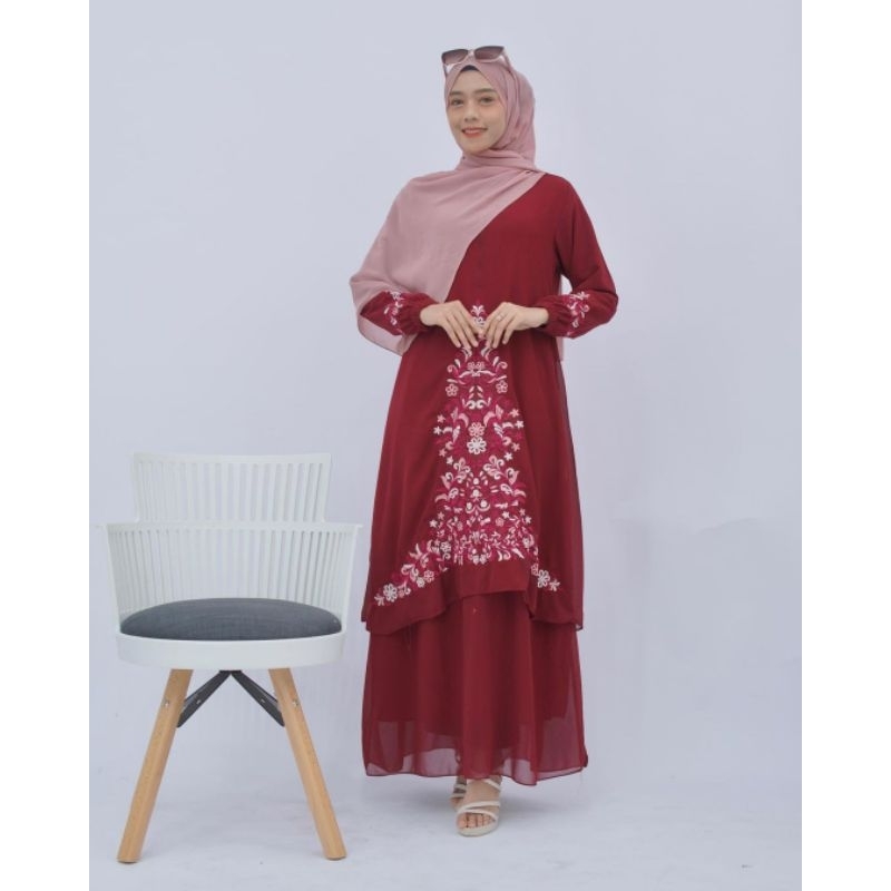 Baju Gamis Ceruty Malaysia Melayu Bordir Premium