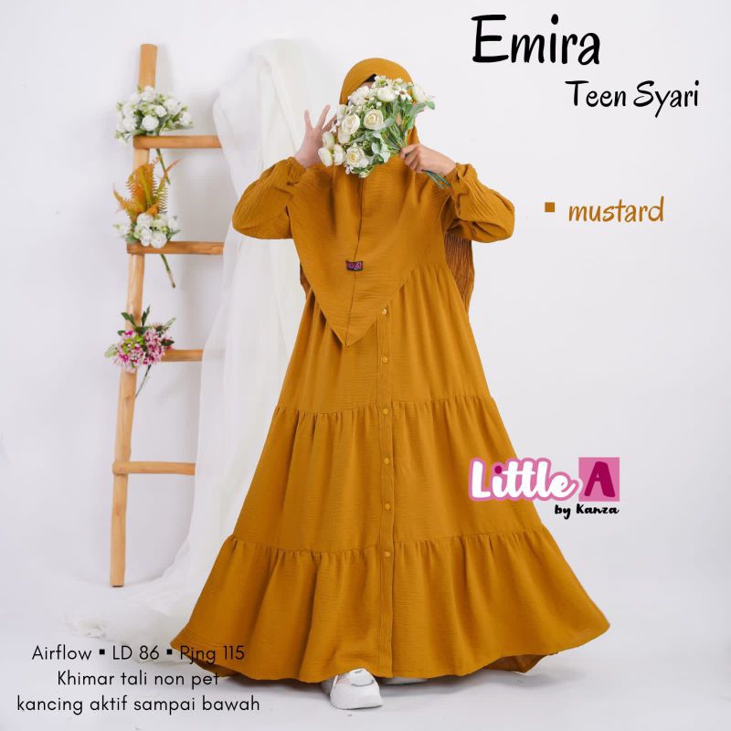DheestyFashion Gamis Anak Remeja Anak Tanggung EMIRA Teen Little A by Kanza Bahan Airflow Crinkel