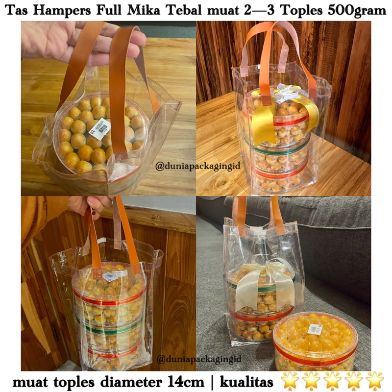 Tas Hampers Kue Kering muat 2 / 3 Toples 500gram Toples diameter 14cm high quality Tas Mika Toples K