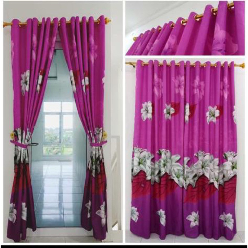 [ PINTU DAN JENDELA ] GORDEN SMOKRING MOTIF BUNGA GARCIA VIOLET